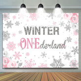 Lofaris Winter Floral Pink Photoshoot Backdrop for Baby Shower